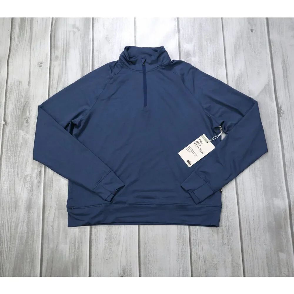 NEW REI Co-op Active Pursuits Long Sleeve 1/4 Zip Wicking Shirt Women's M Blue